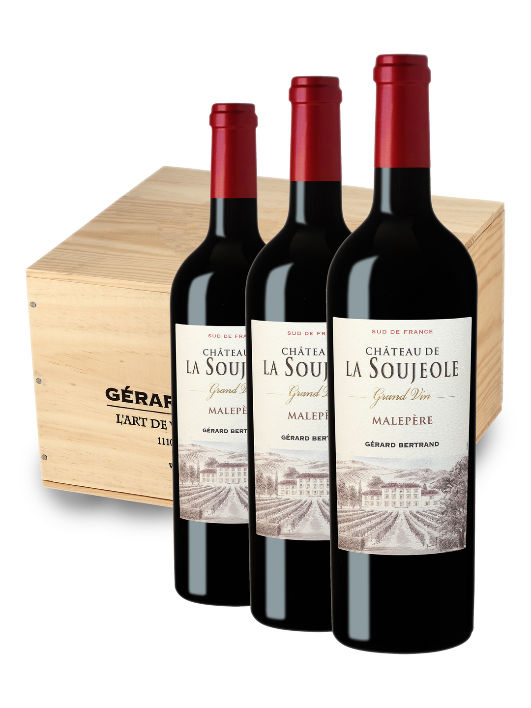 Château La Soujeole Grand Vin Rouge 75cl 2019 lot de 6 bouteilles avec caisse bois